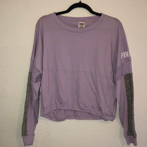PINK: Long Sleeve Cropped Tee